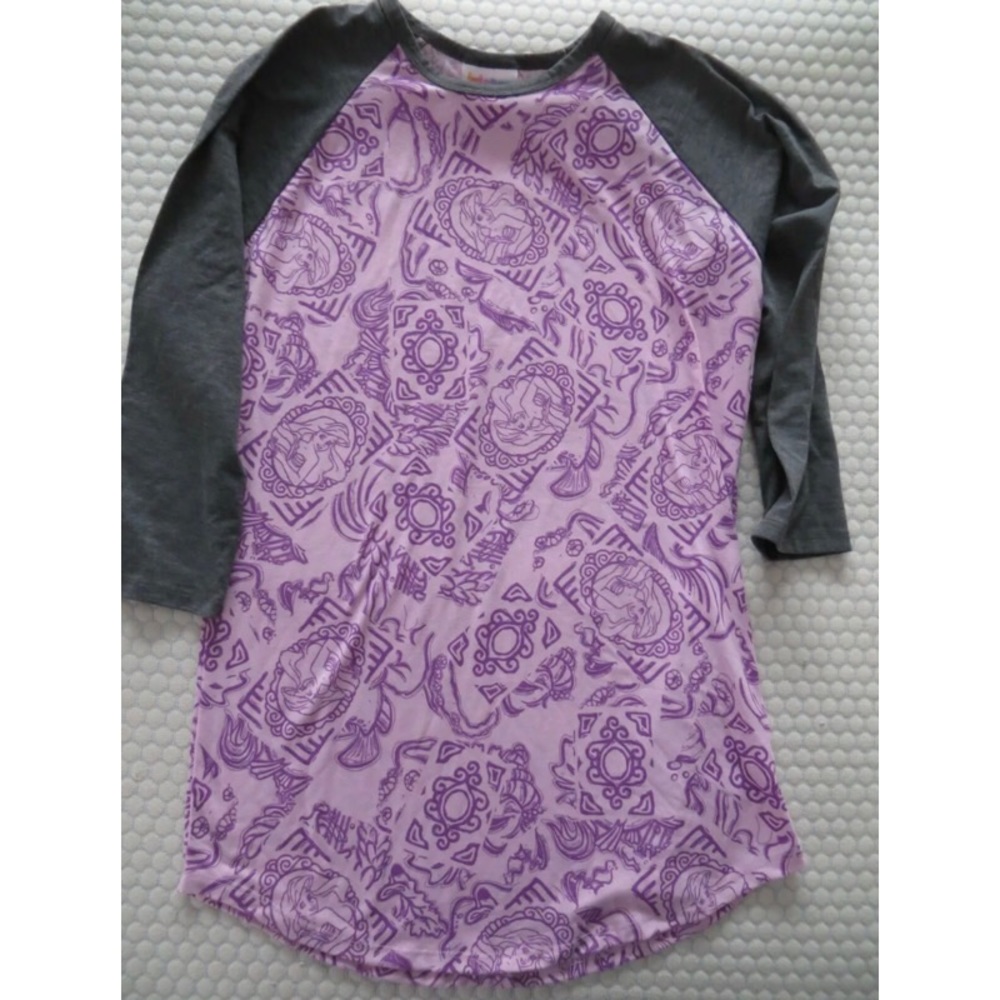Disney The Little Mermaid Ariel LuLaRoe Randy Shirt 3/4 sleeve XS Purple Gray